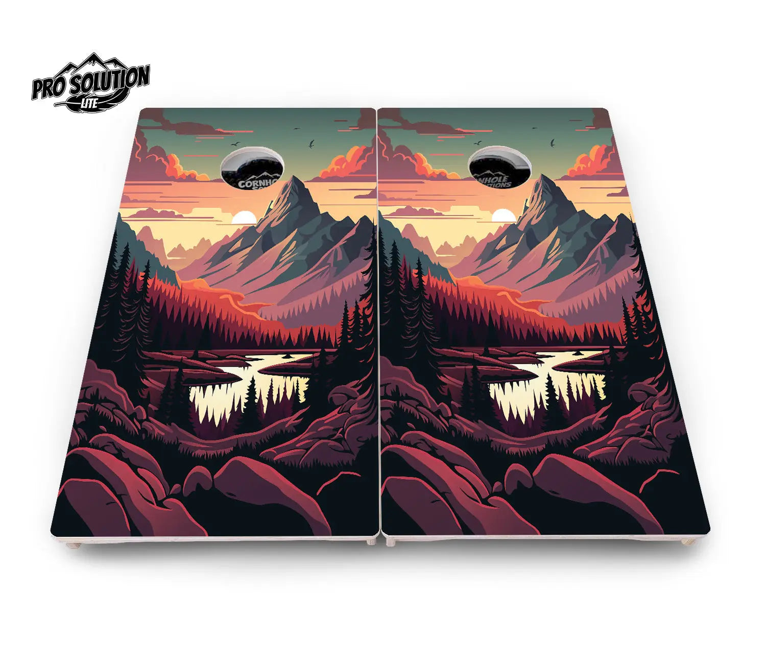 Mountain Sunset Cornhole Boards - Pro Solution Lite Series by Cornhole Solutions, custom cornhole board detail photo 18