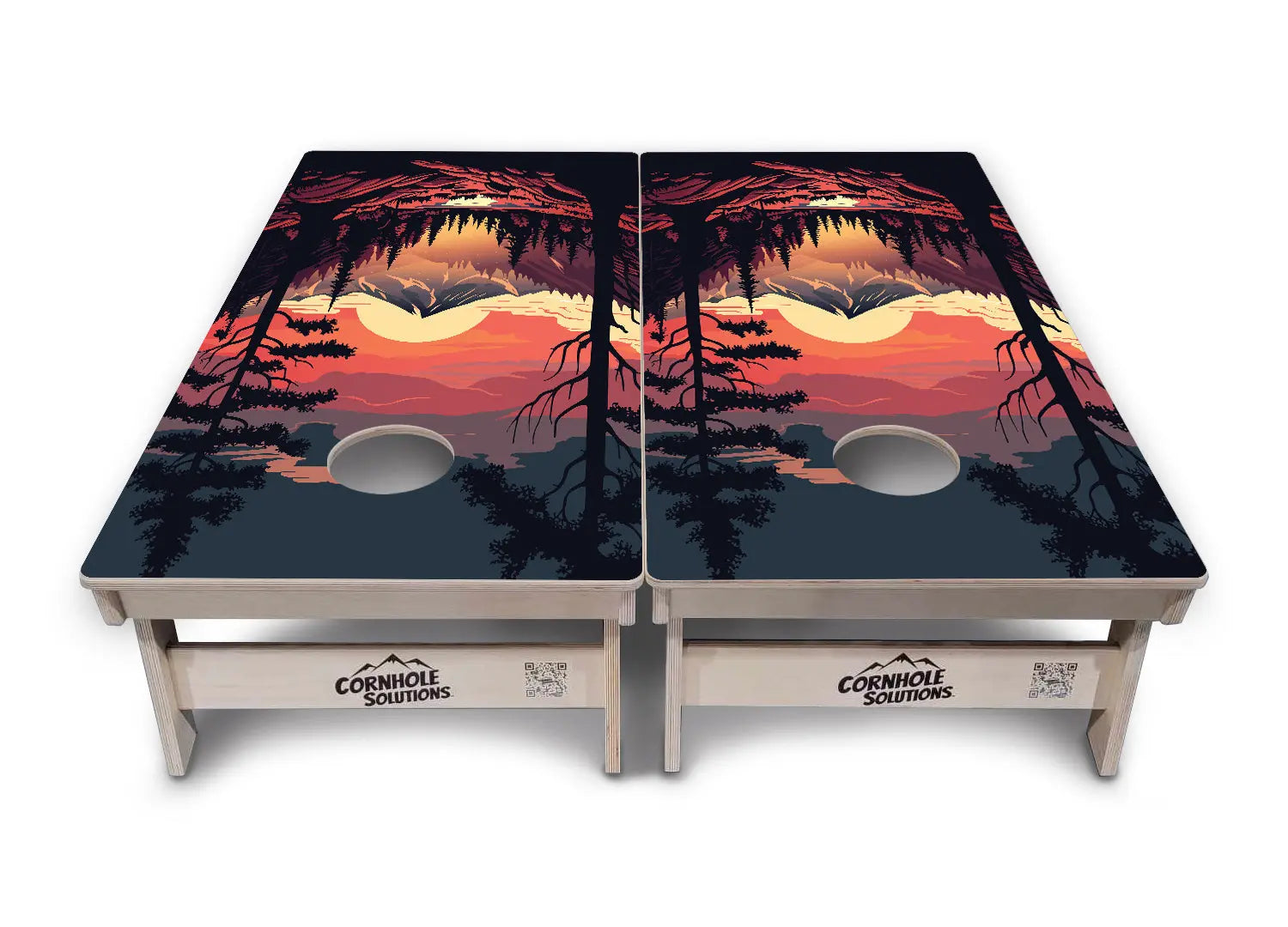 Mountain Sunset Cornhole Boards - Professional Tournament Series by Cornhole Solutions, custom cornhole board detail photo 3