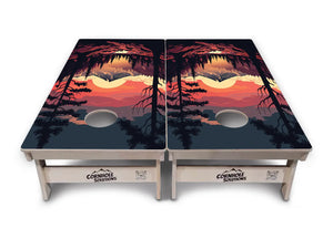 Mountain Sunset Cornhole Boards - Professional Tournament Series by Cornhole Solutions, custom cornhole board detail photo 3