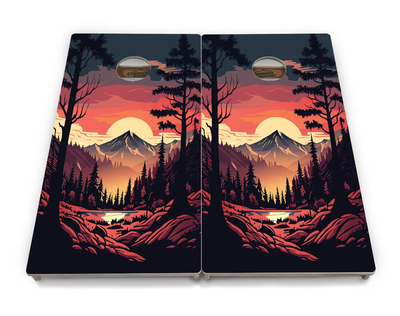 Mountain Sunset Cornhole Boards - Professional Tournament Series by Cornhole Solutions, custom cornhole board detail photo 5