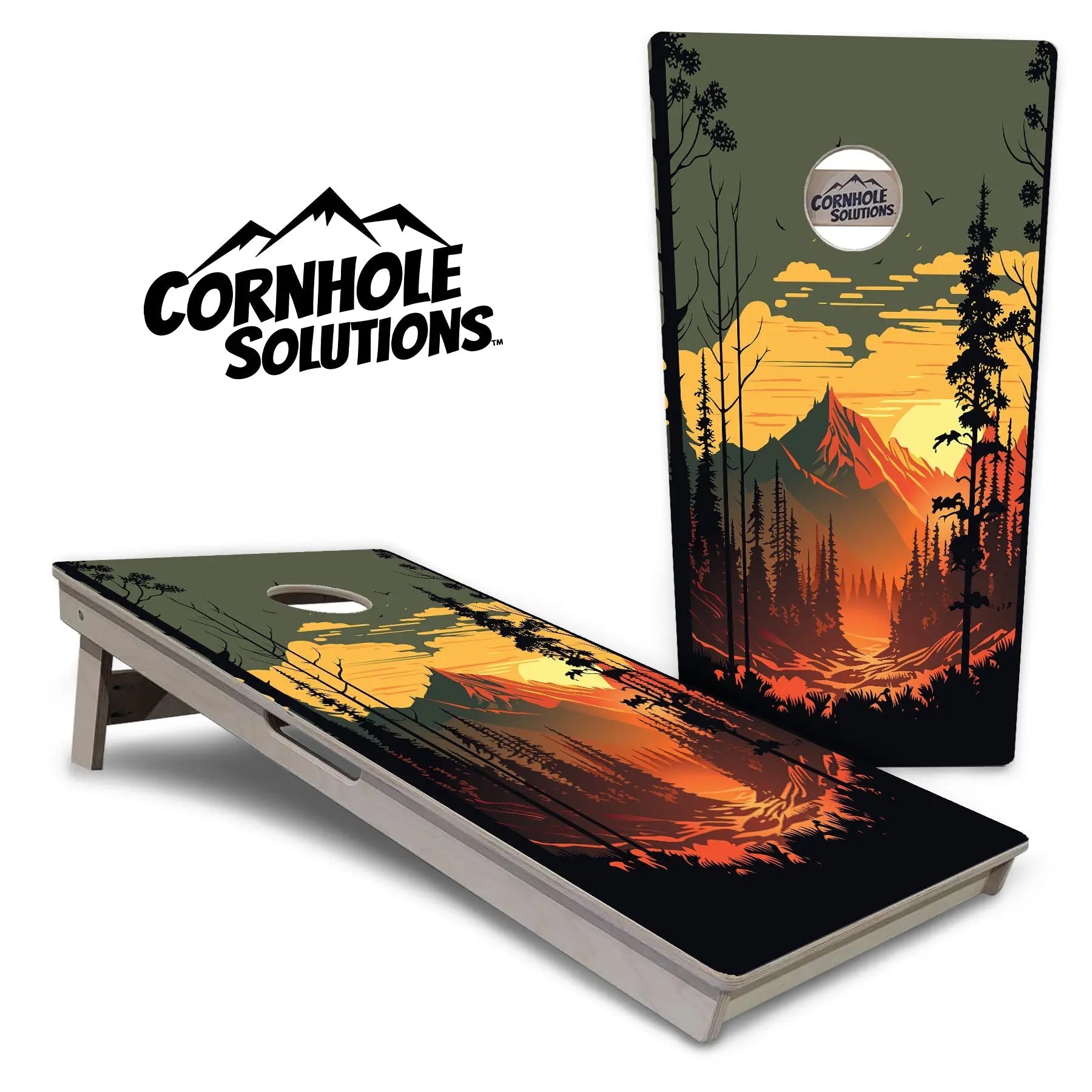 Mountain Sunset Cornhole Boards - Professional Tournament Series by Cornhole Solutions, custom cornhole board detail photo 7