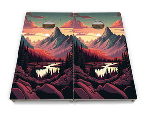Mountain Sunset Cornhole Boards - Professional Tournament Series by Cornhole Solutions, custom cornhole board detail photo 20
