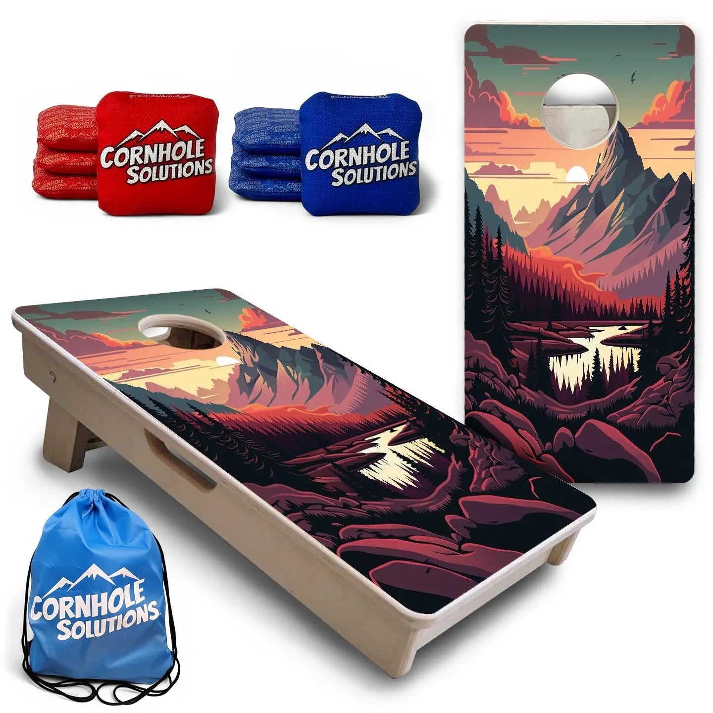 Mountain Sunset Design Options - Mini or Vacation Size Cornhole Boards by Cornhole Solutions, Southern home decor detail photo 4