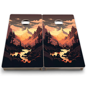 Mountain Sunset Design Options - Mini or Vacation Size Cornhole Boards by Cornhole Solutions, Southern home decor detail photo 17