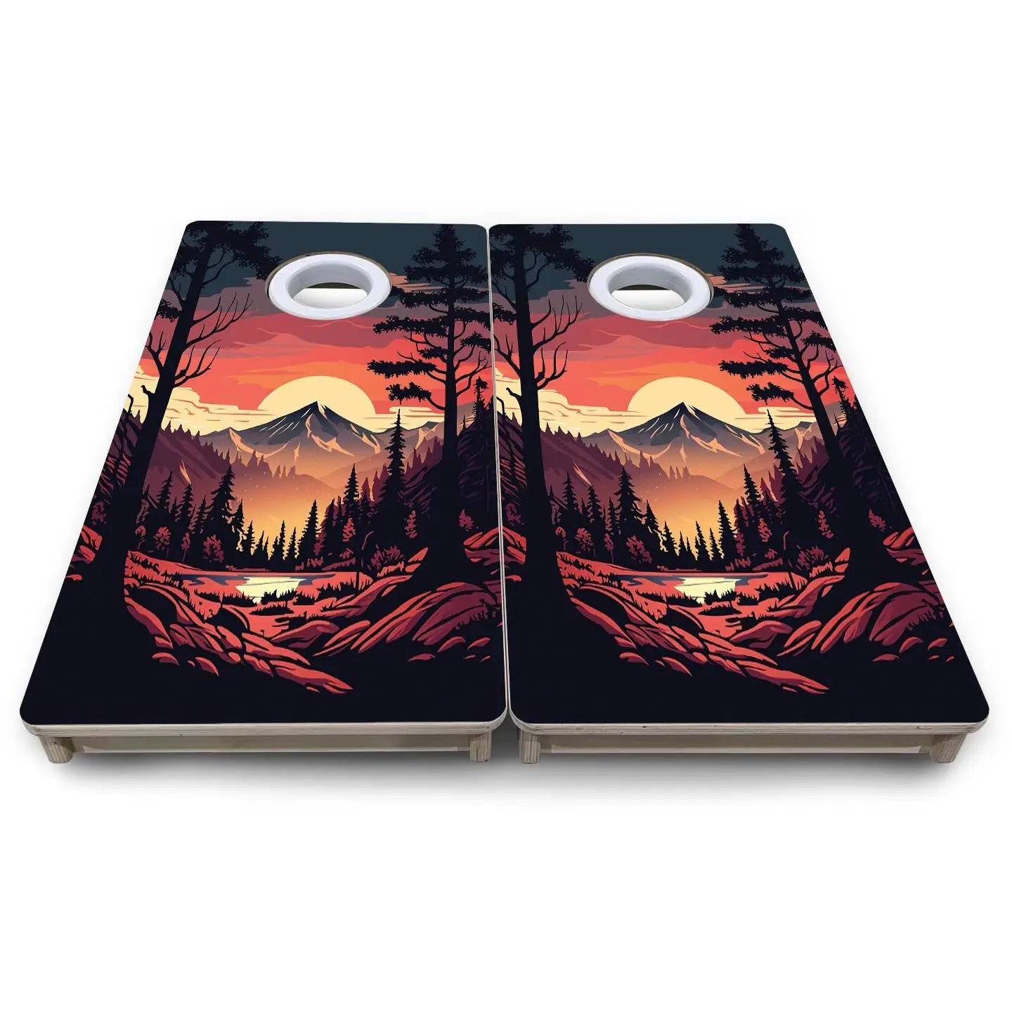 Mountain Sunset Design Options - Mini or Vacation Size Cornhole Boards by Cornhole Solutions, Southern home decor detail photo 23
