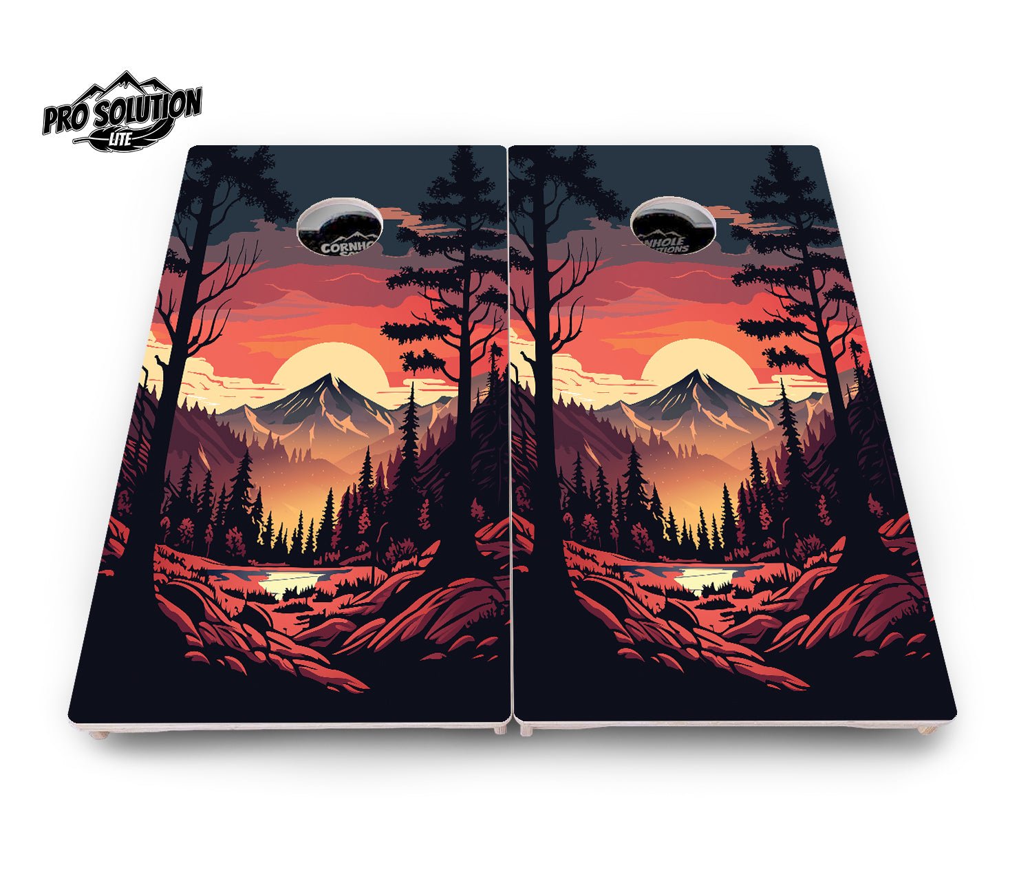Mountain Sunset Cornhole Boards - Pro Solution Lite Series