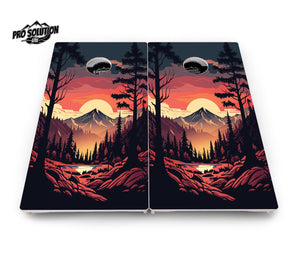 Mountain Sunset Cornhole Boards - Pro Solution Lite Series