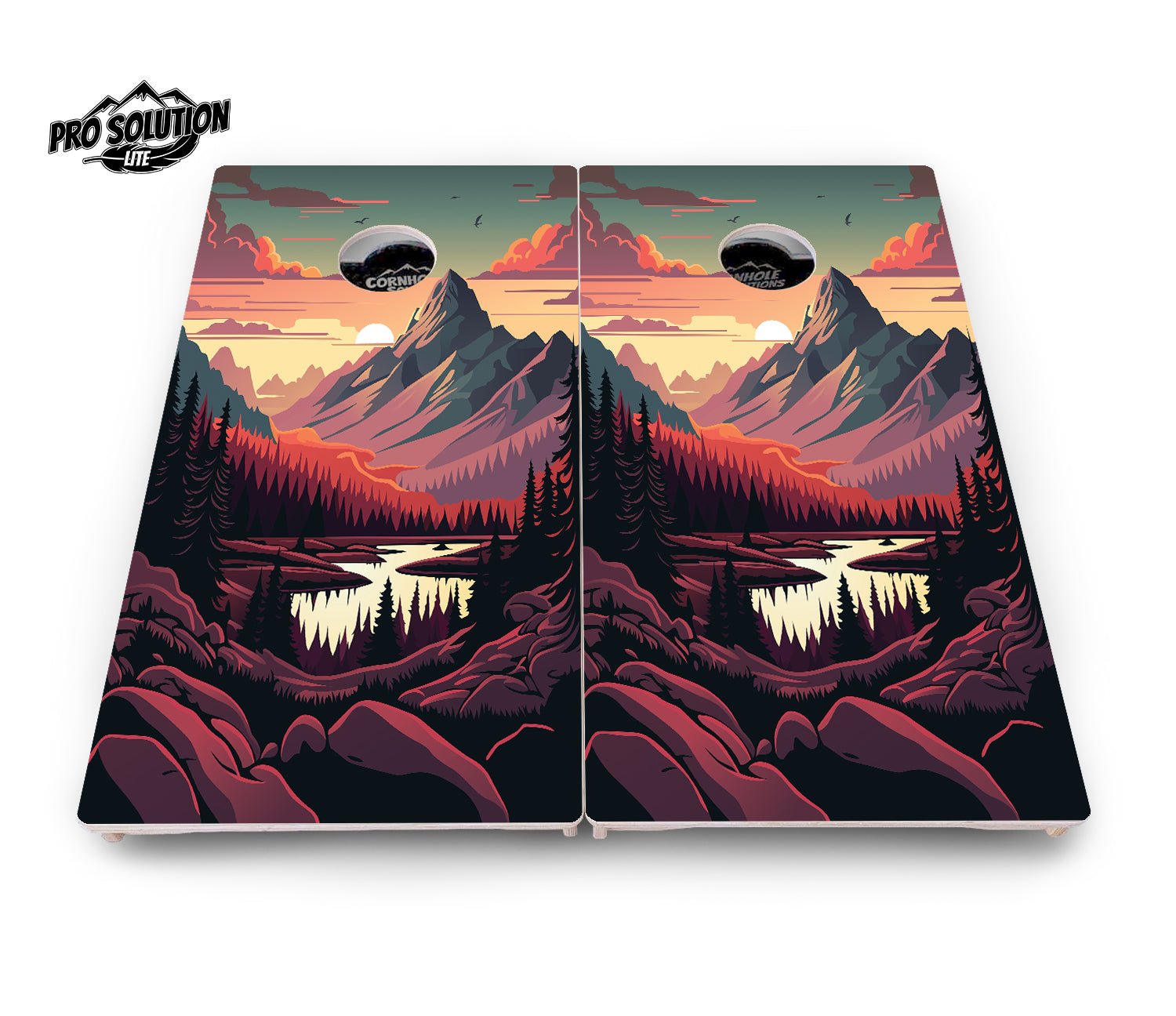 Mountain Sunset Cornhole Boards - Pro Solution Lite Series