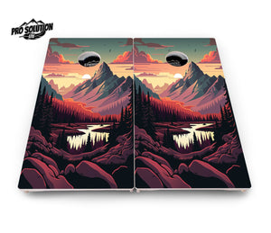 Mountain Sunset Cornhole Boards - Pro Solution Lite Series
