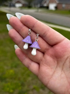 Mushroom Earrings | Cottagecore Fairycore Jewelry Gift by Mushroom Lady Co, handmade jewelry detail photo 3