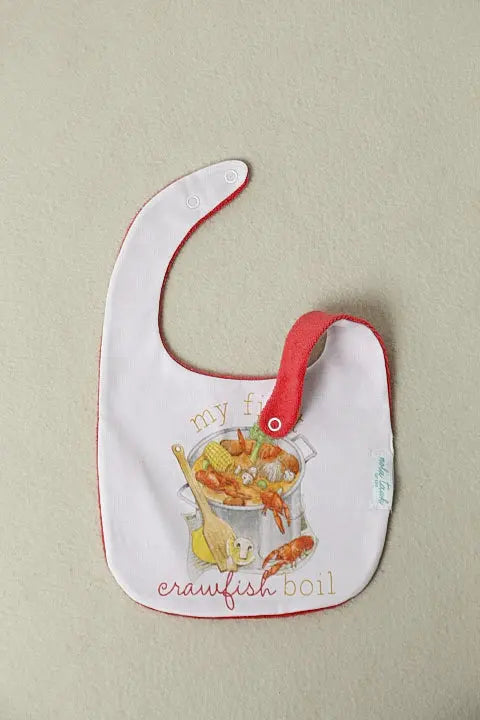My First Crawfish Boil Organic Cotton Baby Bib by Nola Tawk, natural skincare detail photo 3