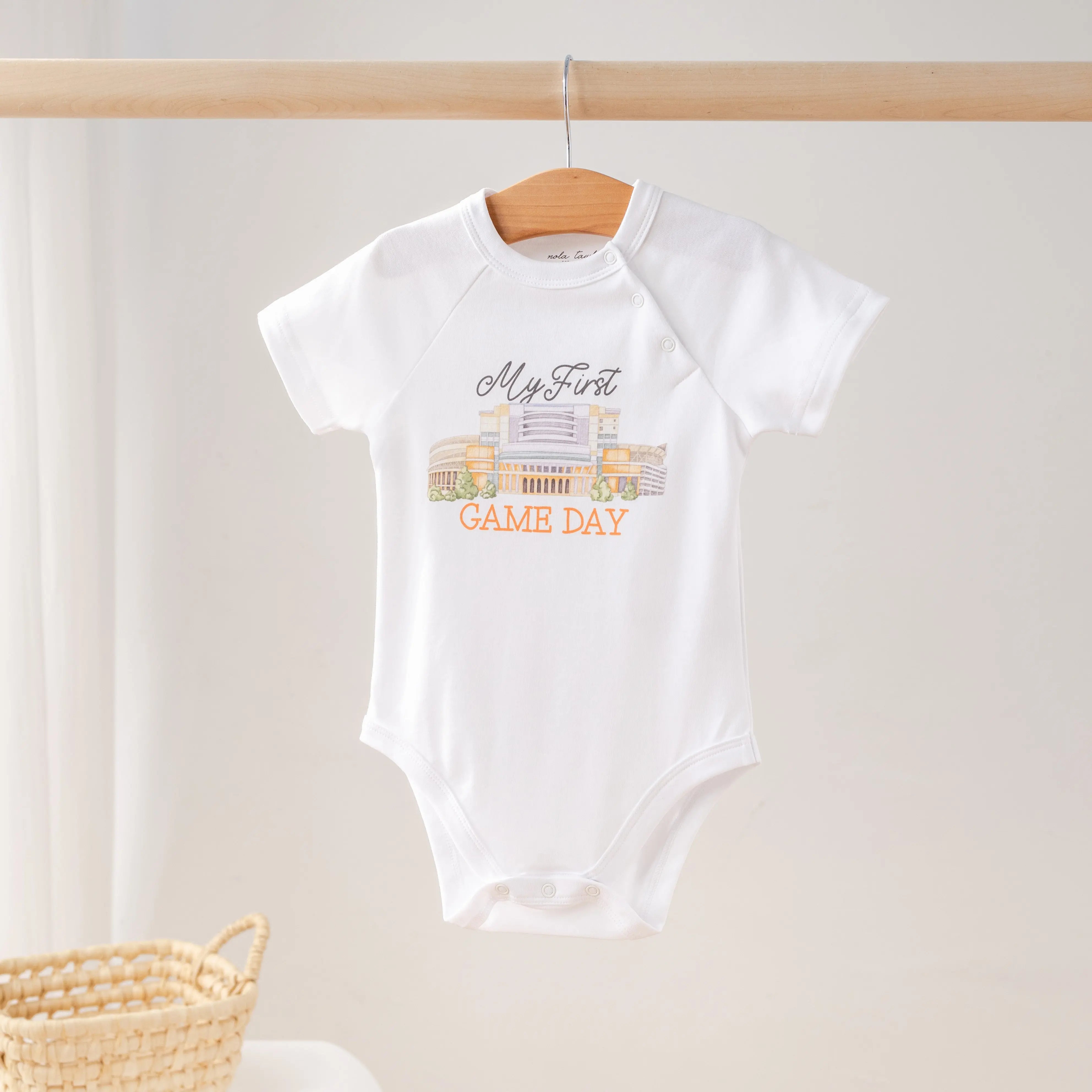 My First Game Day - Tennessee Organic Cotton Onesie by Nola Tawk, Southern lifestyle apparel main product photo