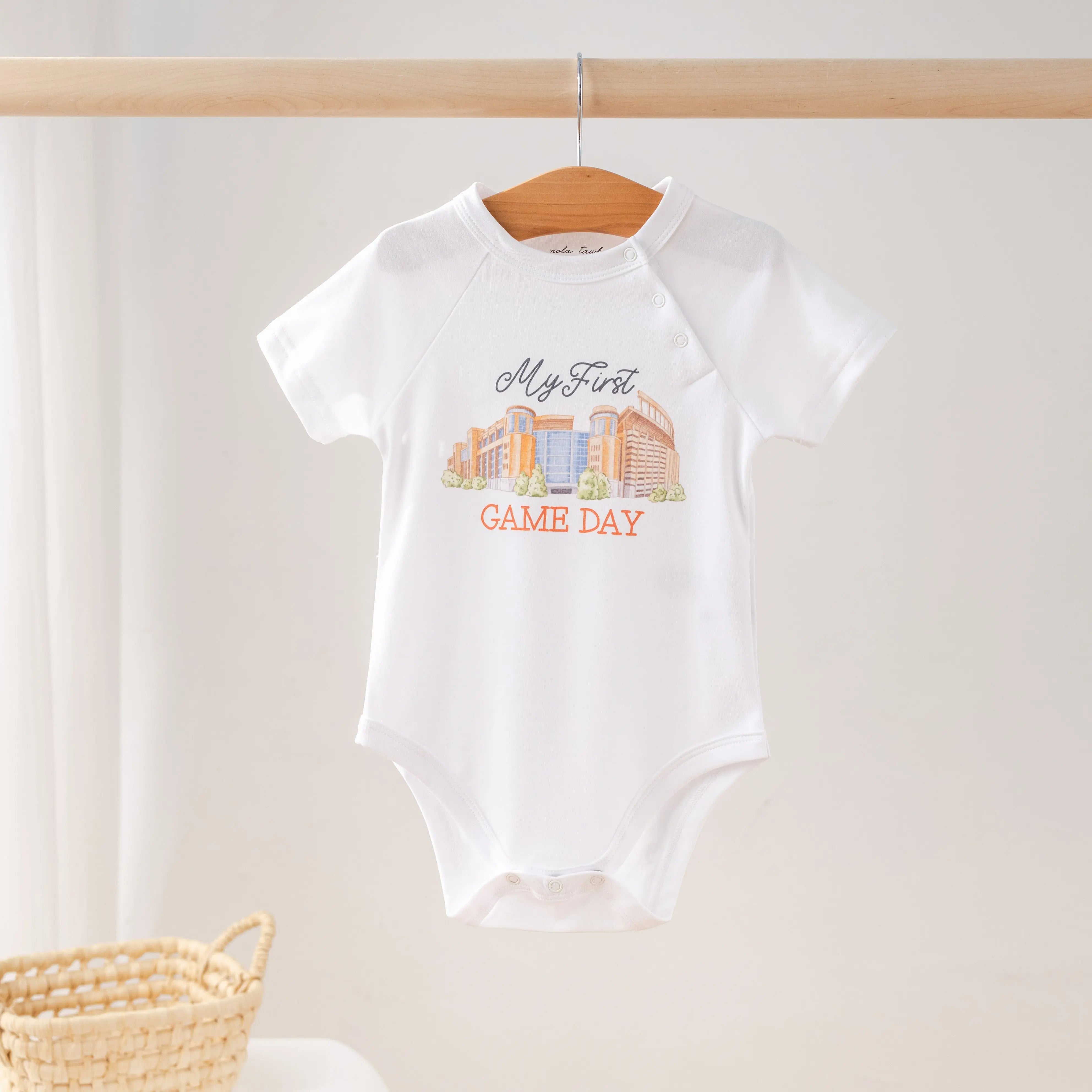 My First Game Day - Texas Organic Cotton Onesie by Nola Tawk, Southern lifestyle apparel main product photo