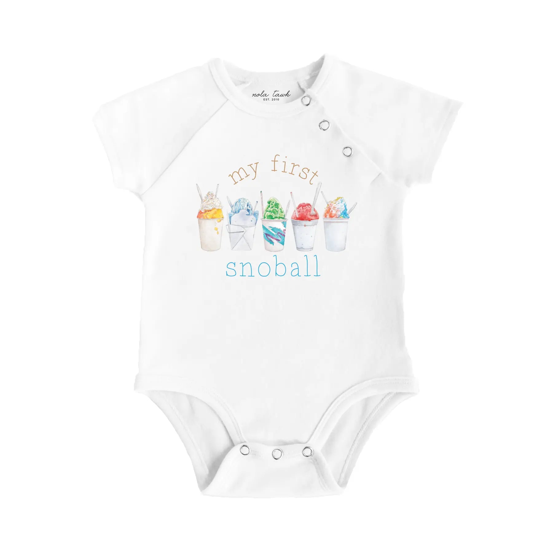 My First Snoball Organic Cotton Baby Onesie by Nola Tawk, Southern lifestyle apparel main product photo