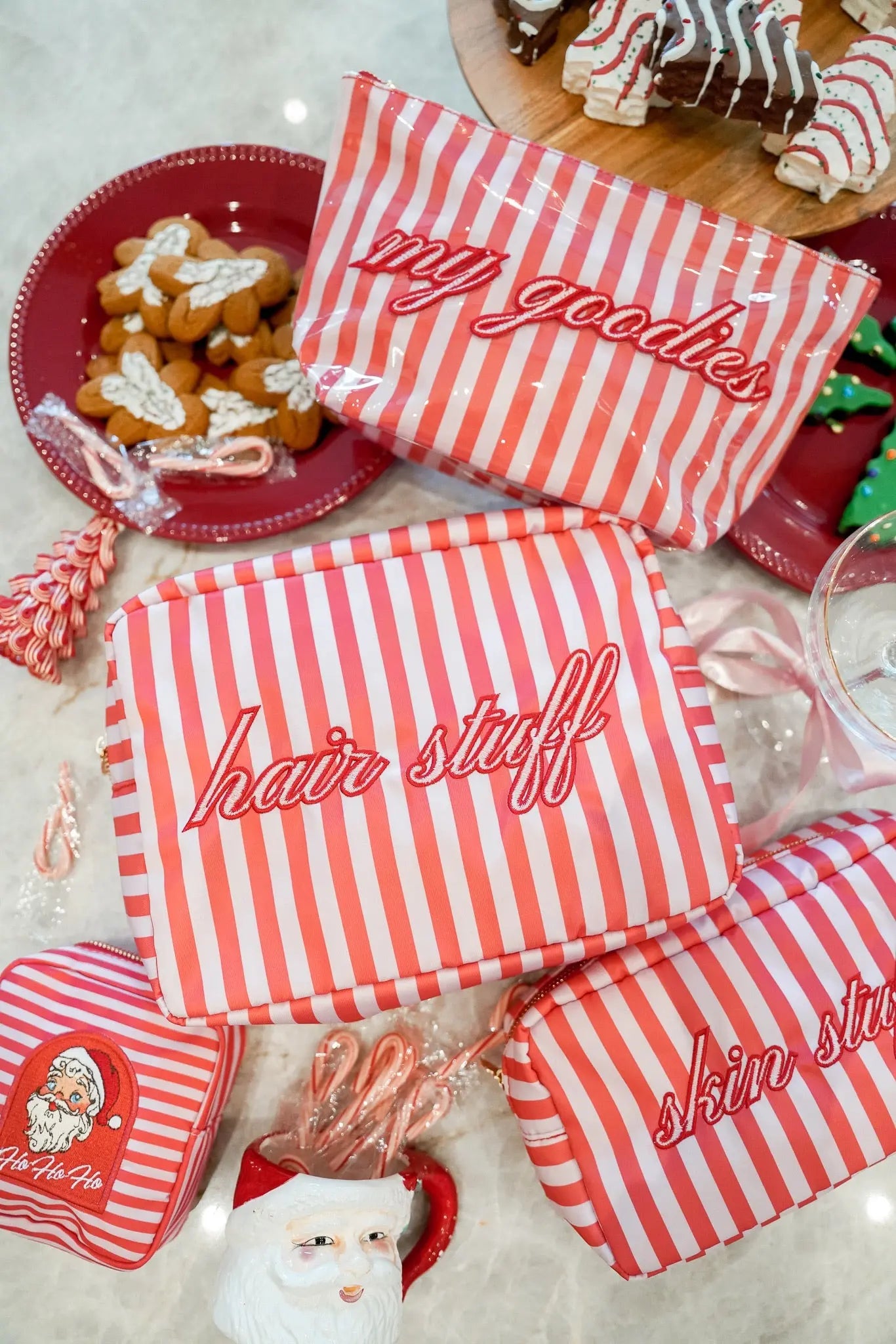 My Goodies - Pink & Red Stripes Clear Coat Bag by KenzKustomz, handmade leather goods detail photo 3
