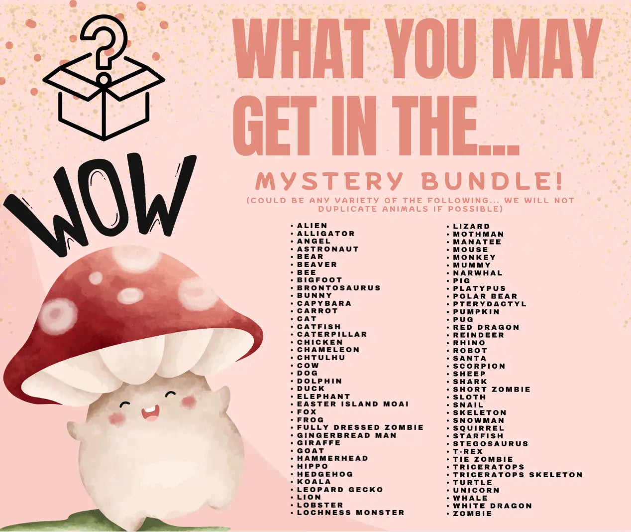 Mystery Lil Critter Fidget Bundle | 3D Printed Mini Sensory Toys by Mushroom Lady Co, paper gift detail photo 2