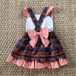 Navy Tiger Dress detail view by Seven Lantern Lane