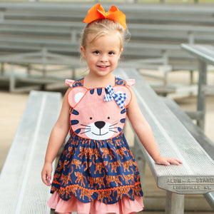 Navy Tiger Dress detail view by Seven Lantern Lane