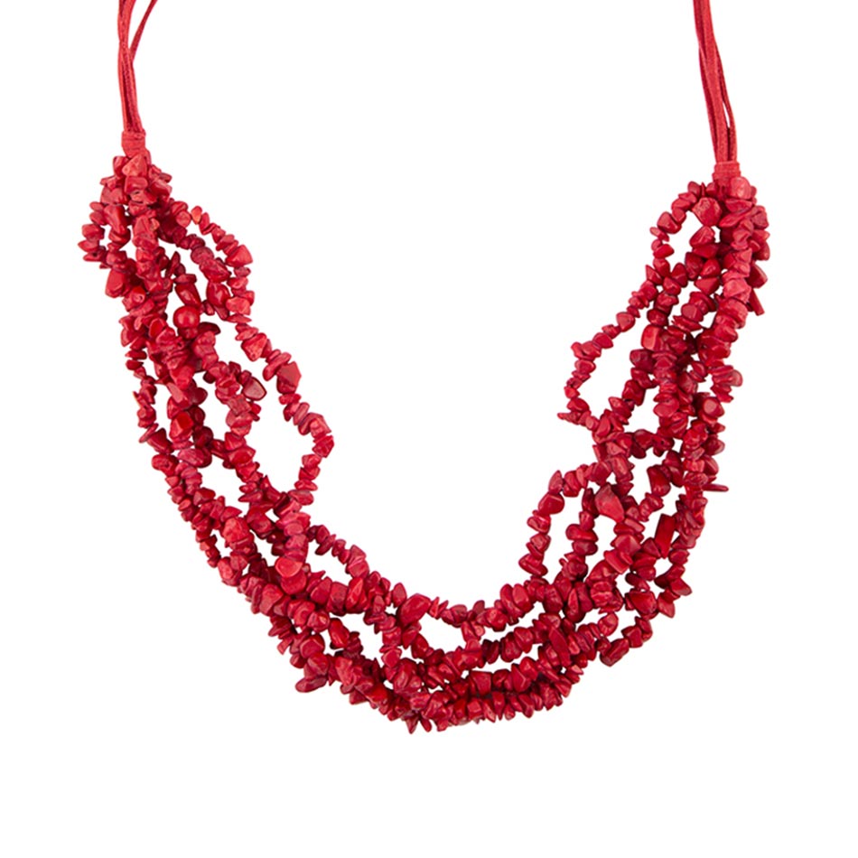 Six Strand Red Magnesite Necklace by Barse Jewelry