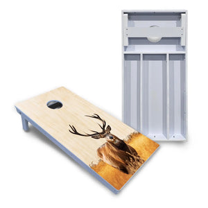 Natural Deer & Fish Cornhole Boards - All Weather Series by Cornhole Solutions, custom cornhole board main product photo