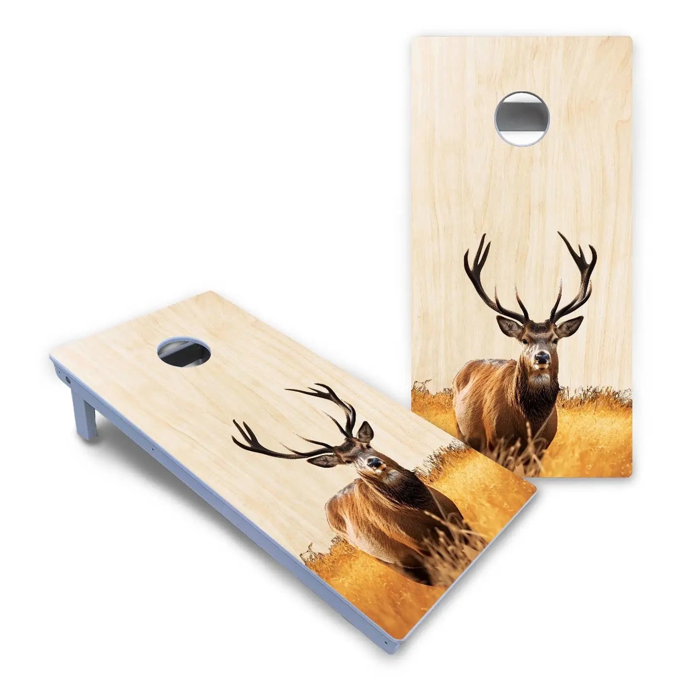 Natural Deer & Fish Cornhole Boards - All Weather Series by Cornhole Solutions, custom cornhole board detail photo 2