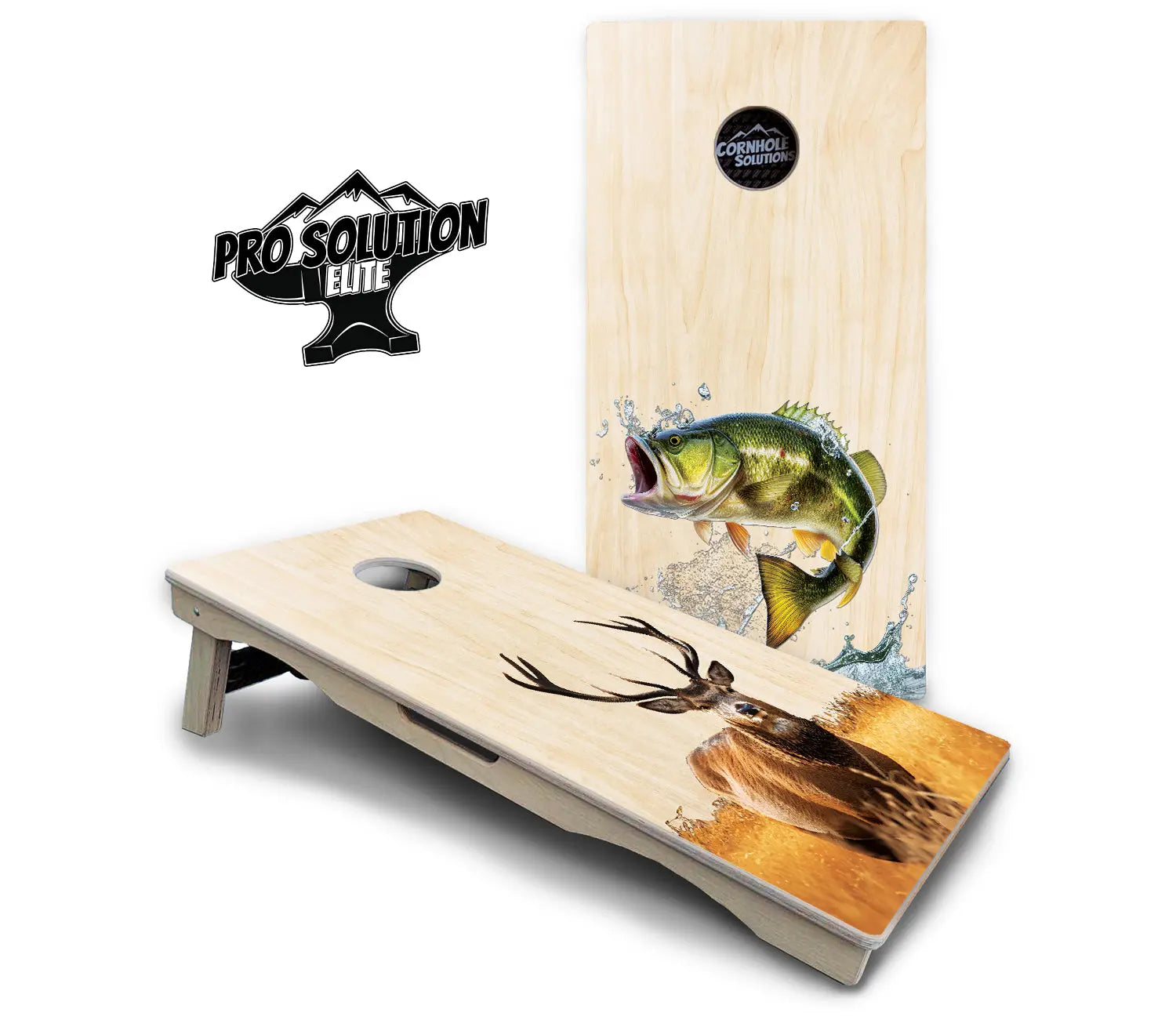 Natural Deer & Fish Cornhole Boards - Pro Solution Elite Series by Cornhole Solutions, custom cornhole board detail photo 12