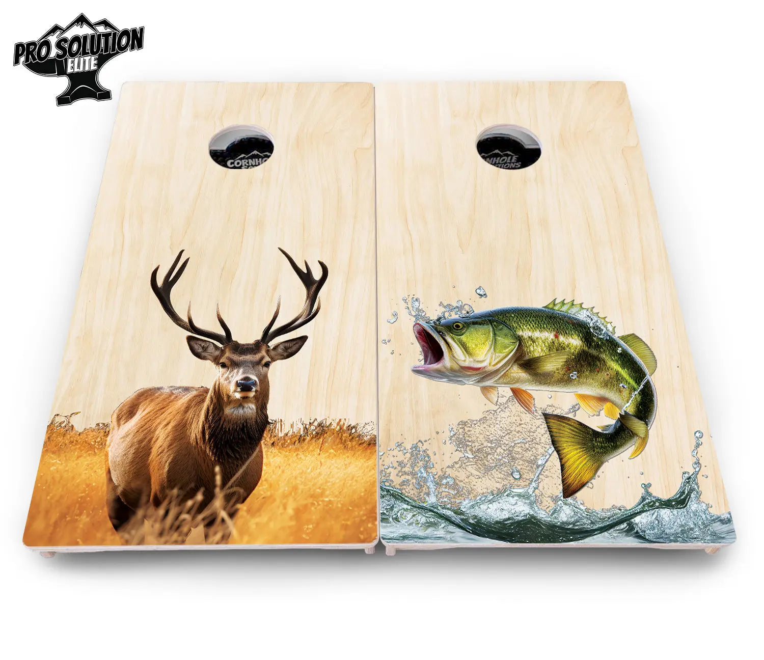 Natural Deer & Fish Cornhole Boards - Pro Solution Elite Series by Cornhole Solutions, custom cornhole board detail photo 13