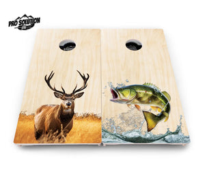Natural Deer & Fish Cornhole Boards - Pro Solution Lite Series by Cornhole Solutions, custom cornhole board detail photo 2