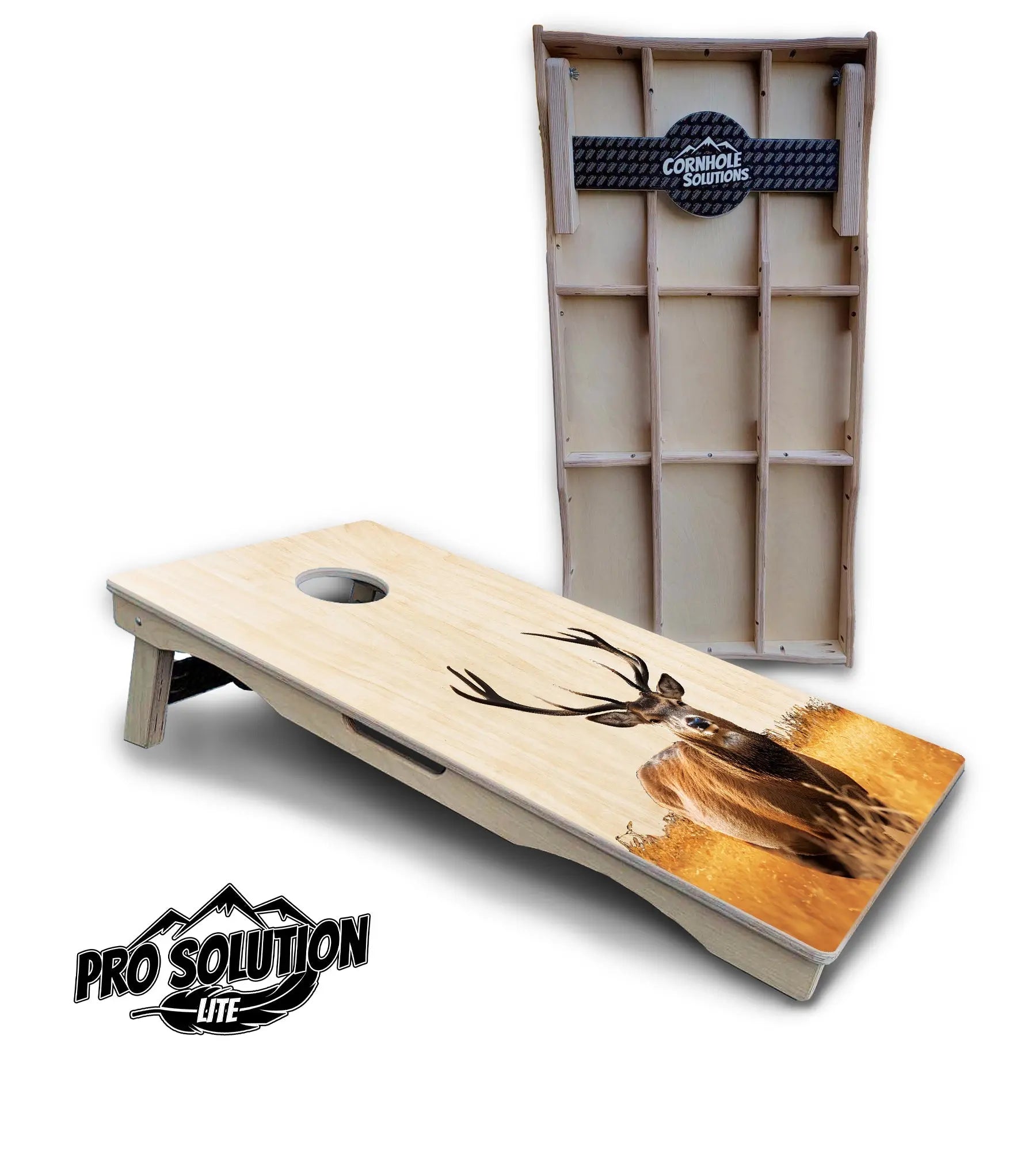 Natural Deer & Fish Cornhole Boards - Pro Solution Lite Series by Cornhole Solutions, custom cornhole board detail photo 3