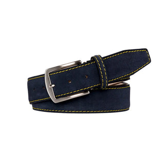 Navy Suede Leather Belt by Roger Ximenez: Bespoke Belts and Leather Accessories, handmade leather goods detail photo 4