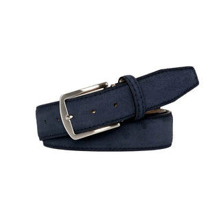 Navy Suede Leather Belt by Roger Ximenez: Bespoke Belts and Leather Accessories, handmade leather goods detail photo 5