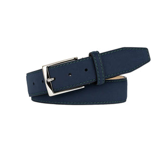 Navy Suede Leather Belt by Roger Ximenez: Bespoke Belts and Leather Accessories, handmade leather goods detail photo 9
