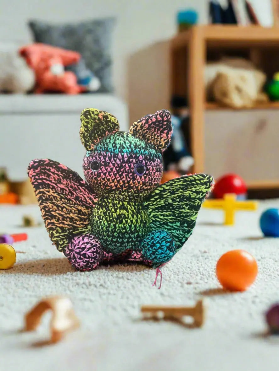 Neo the Bat - Handmade Crochet Bat Plush Gothic Amigurumi Companion by Klassy Krafts, 3D printed toy main product photo