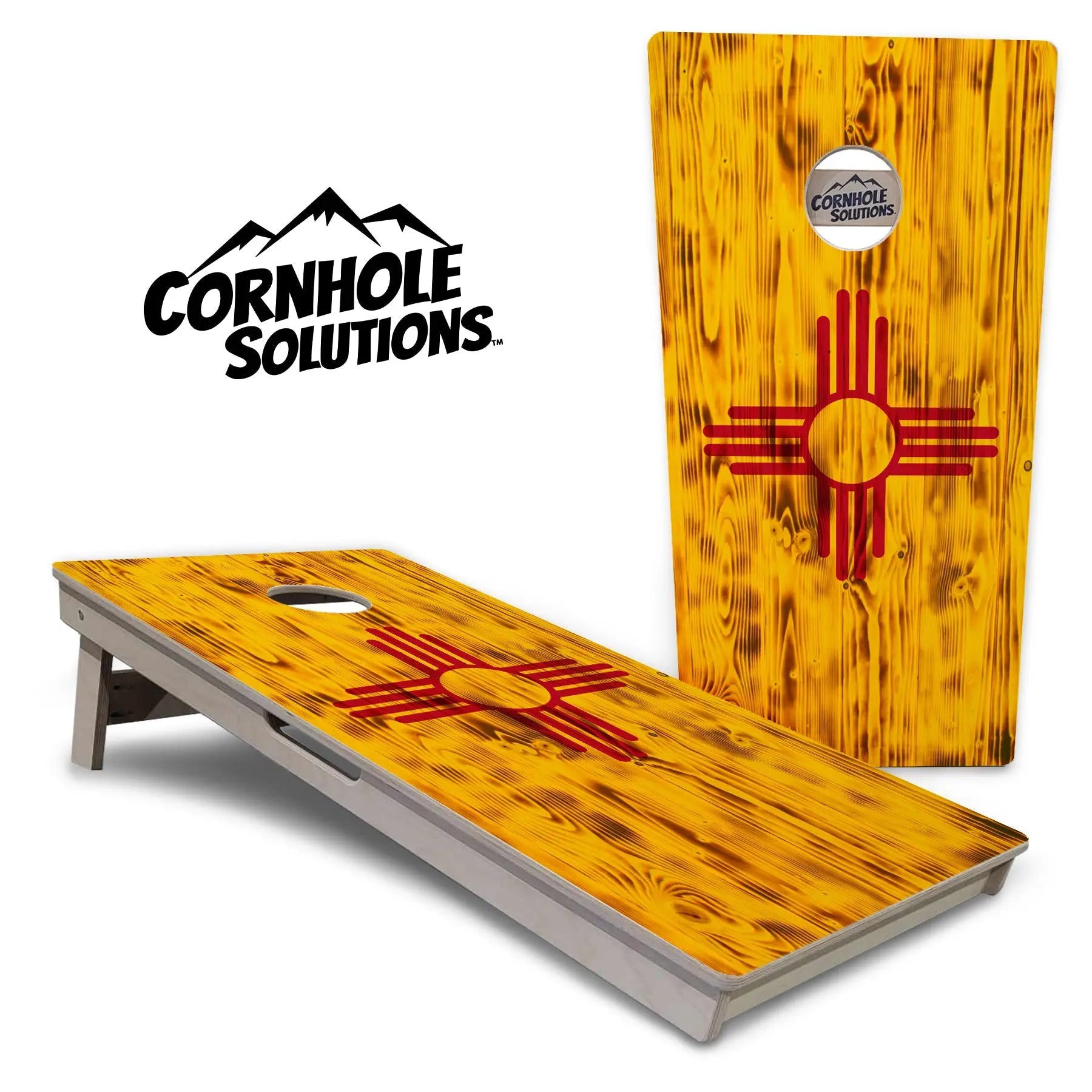 New Mexico Flag Cornhole Boards - Professional Tournament Series by Cornhole Solutions, custom cornhole board main product photo