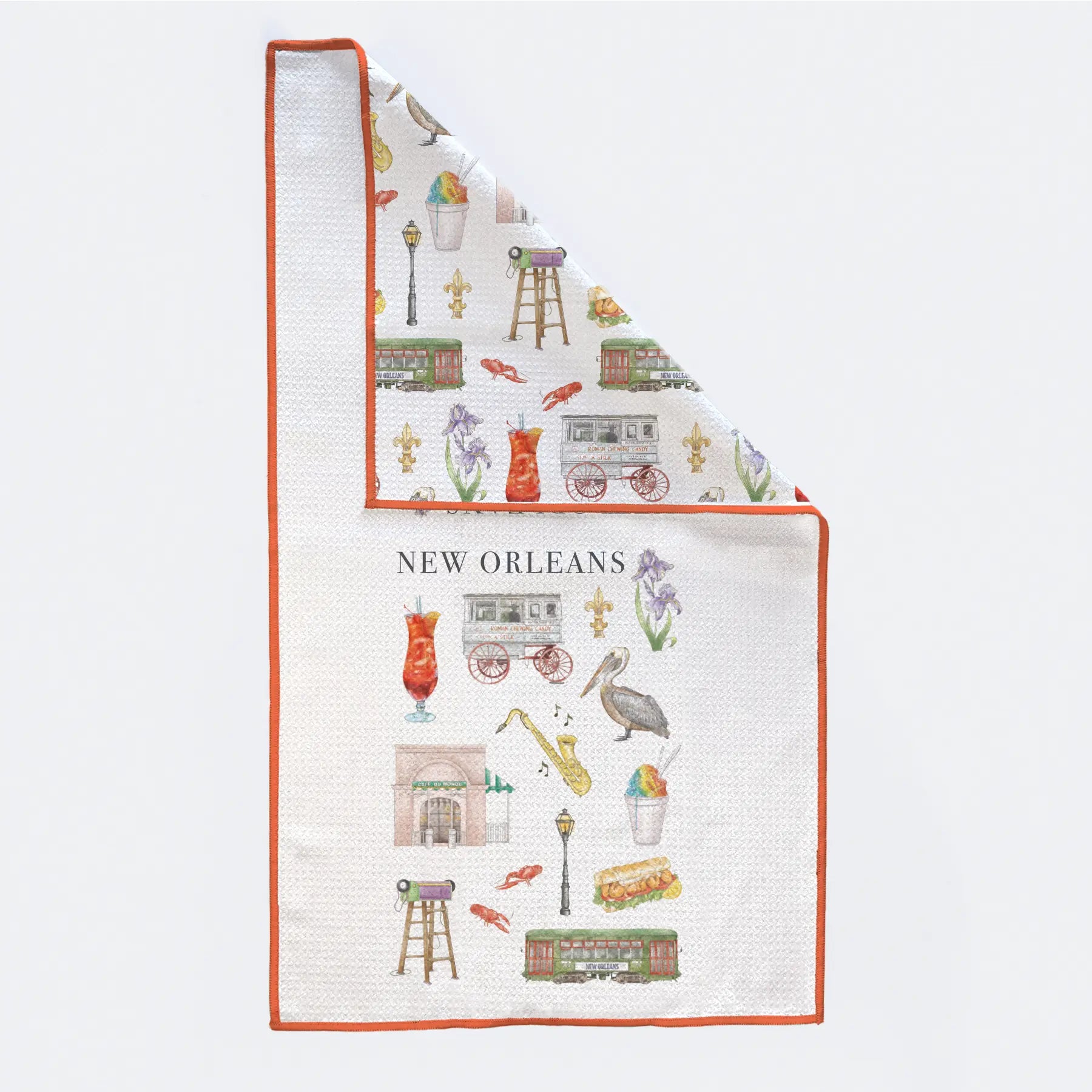New Orleans Icons Kitchen Towel by Nola Tawk, tea towel main product photo