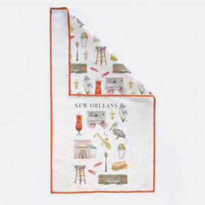 New Orleans Icons Kitchen Towel by Nola Tawk, tea towel main product photo