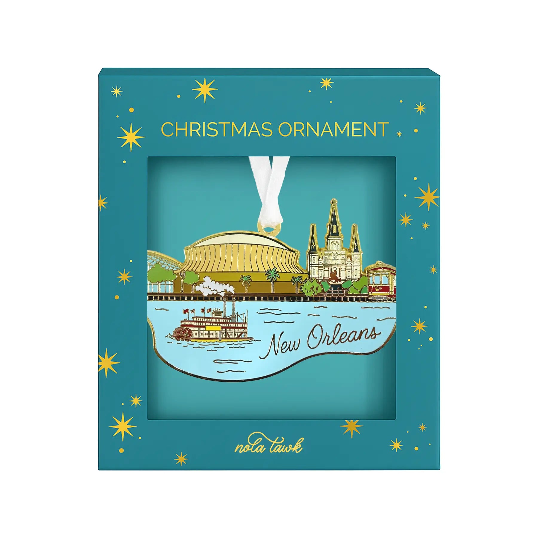 New Orleans Skyline Enamel Ornament by Nola Tawk, Southern home decor detail photo 2