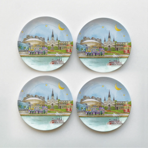 New Orleans Skyline Melamine Dessert Plates by Nola Tawk, plates detail photo 3