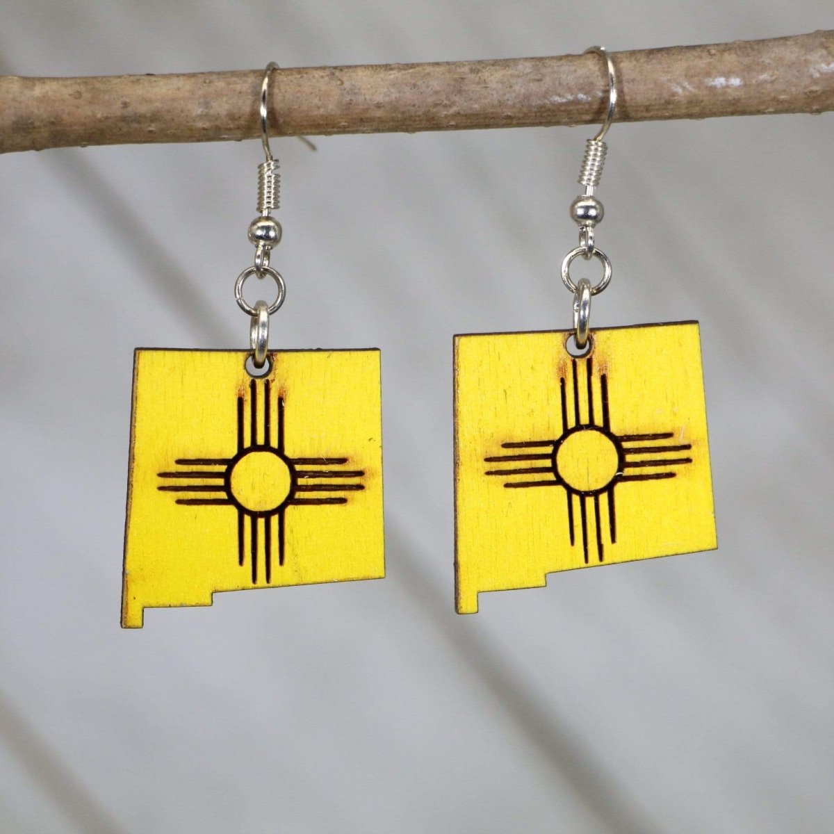 New Mexico Zia Wooden Dangle Earrings | State Symbol Jewelry by Cate's Concepts, LLC