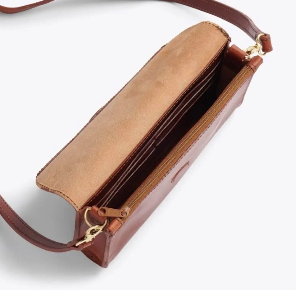 Nisolo Cleo Leather Convertible Crossbody Clutch by Mission Mercantile Leather Goods, natural skincare detail photo 10