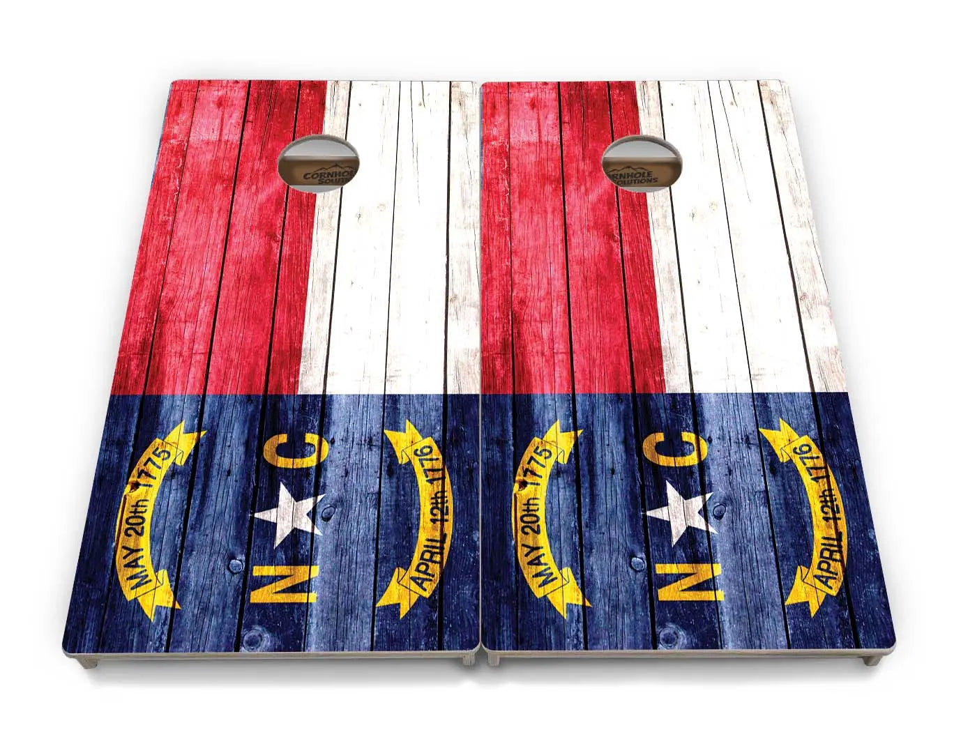 North Carolina State Flag Cornhole Boards - Professional Tournament Series by Cornhole Solutions, custom cornhole board detail photo 2