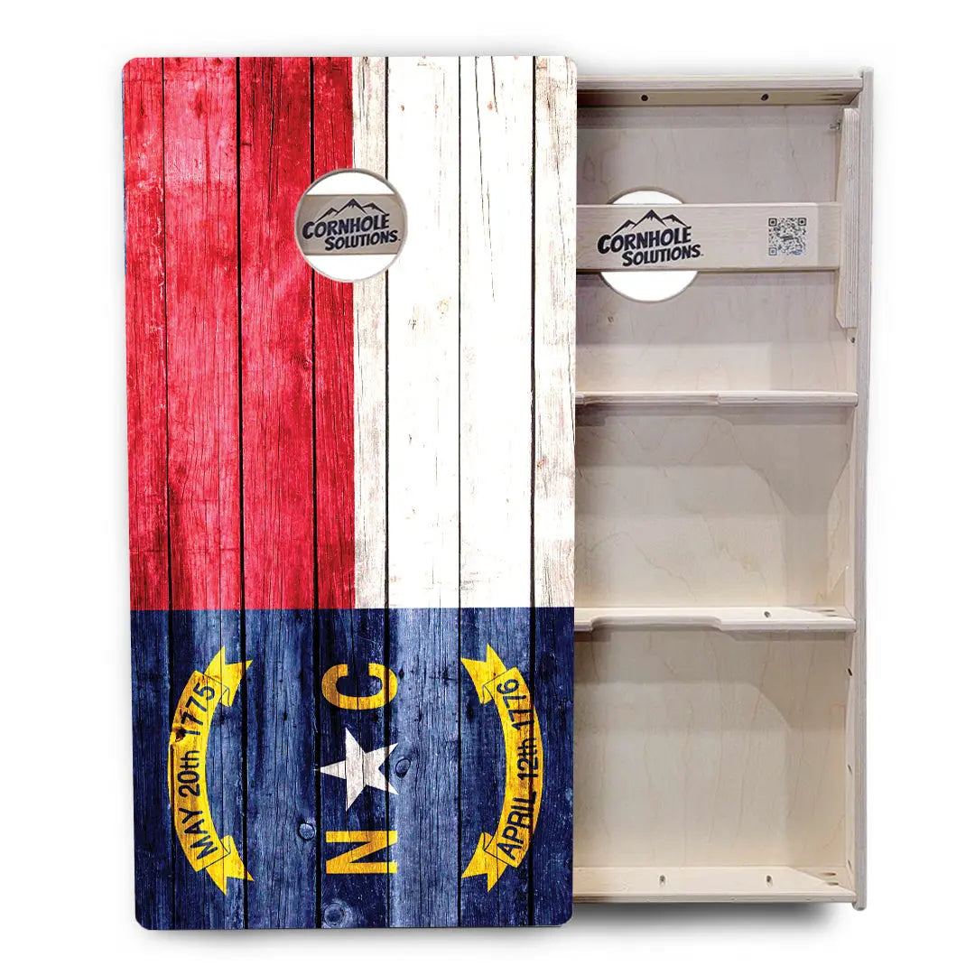 North Carolina State Flag Cornhole Boards - Professional Tournament Series by Cornhole Solutions, custom cornhole board detail photo 3