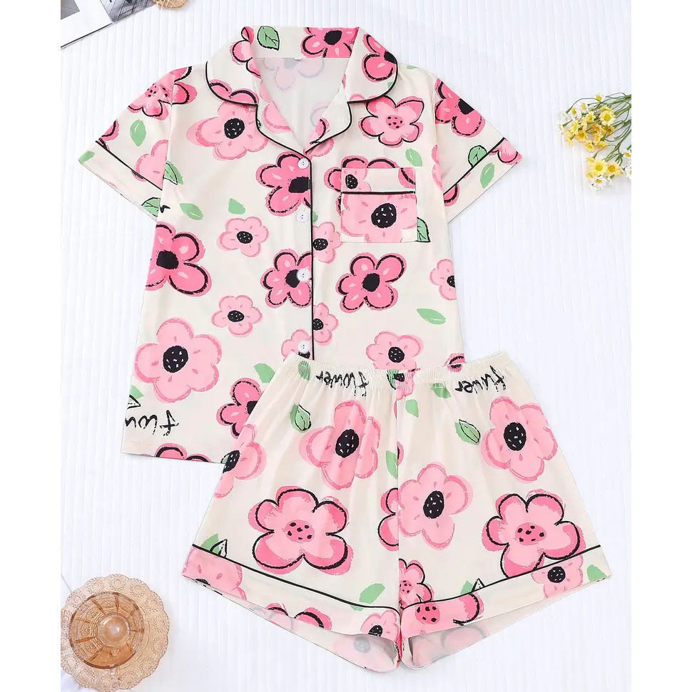 Pink Checkered Bow Women's Pajama Set — Short Sleeve Top & Shorts by The Mississippi Mermaid Mercantile - view 12