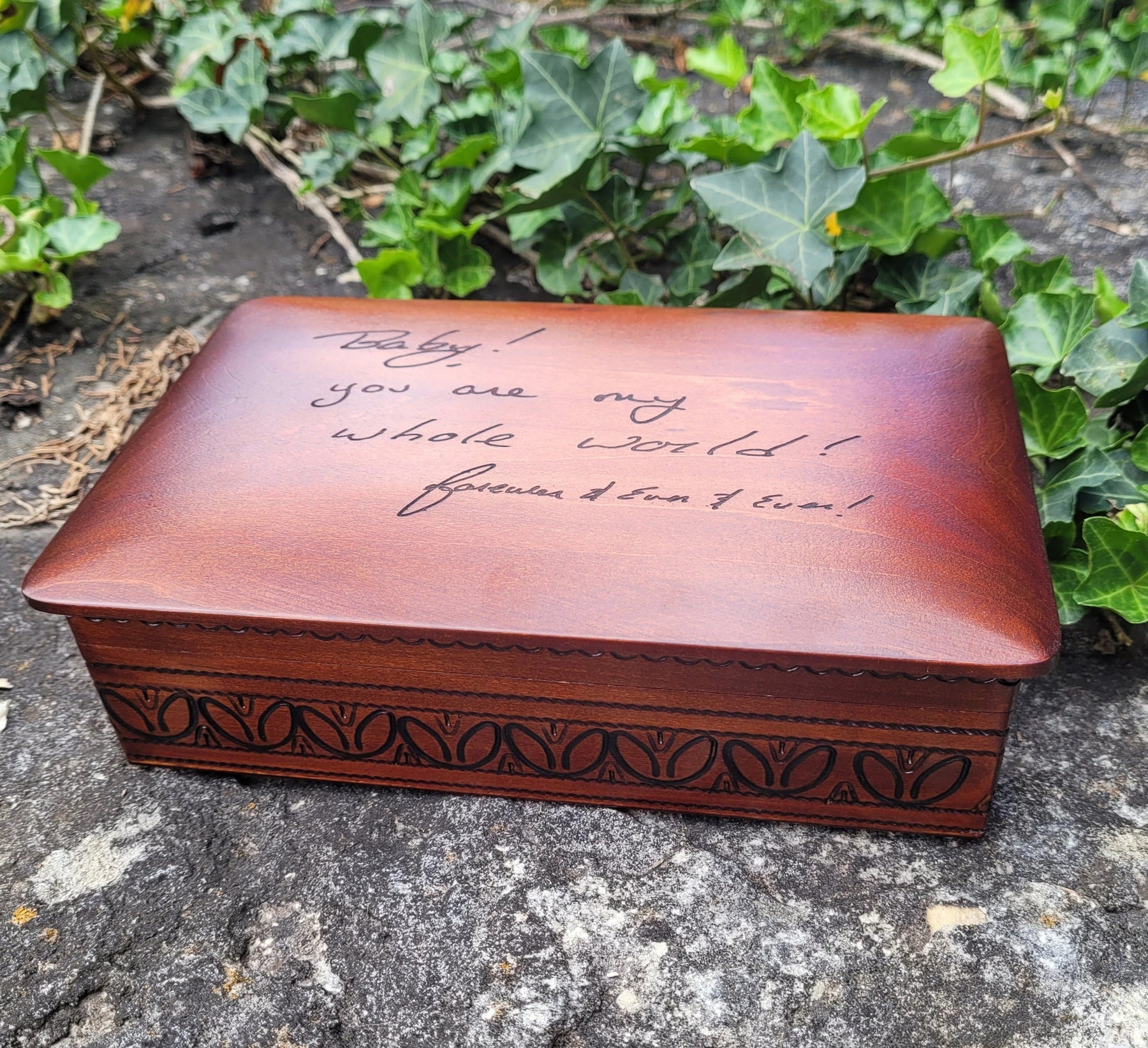 Keepsake Box Engraved With Your Family Member's Handwriting by Cotton Street Art Company, handmade jewelry detail photo 4