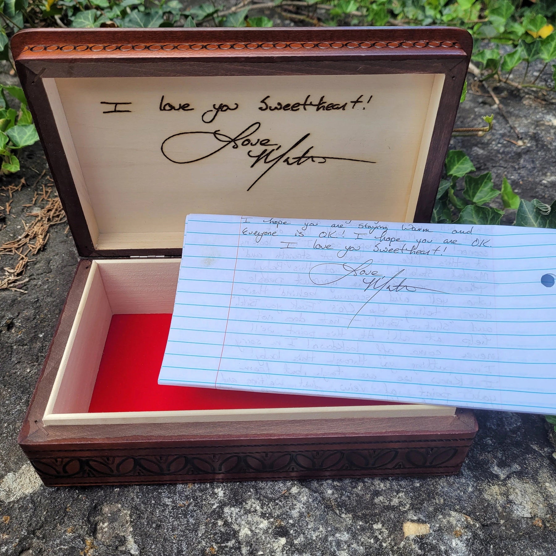 Keepsake Box Engraved With Your Family Member's Handwriting by Cotton Street Art Company, handmade jewelry detail photo 6