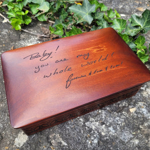 Keepsake Box Engraved With Your Family Member's Handwriting by Cotton Street Art Company, handmade jewelry main product photo