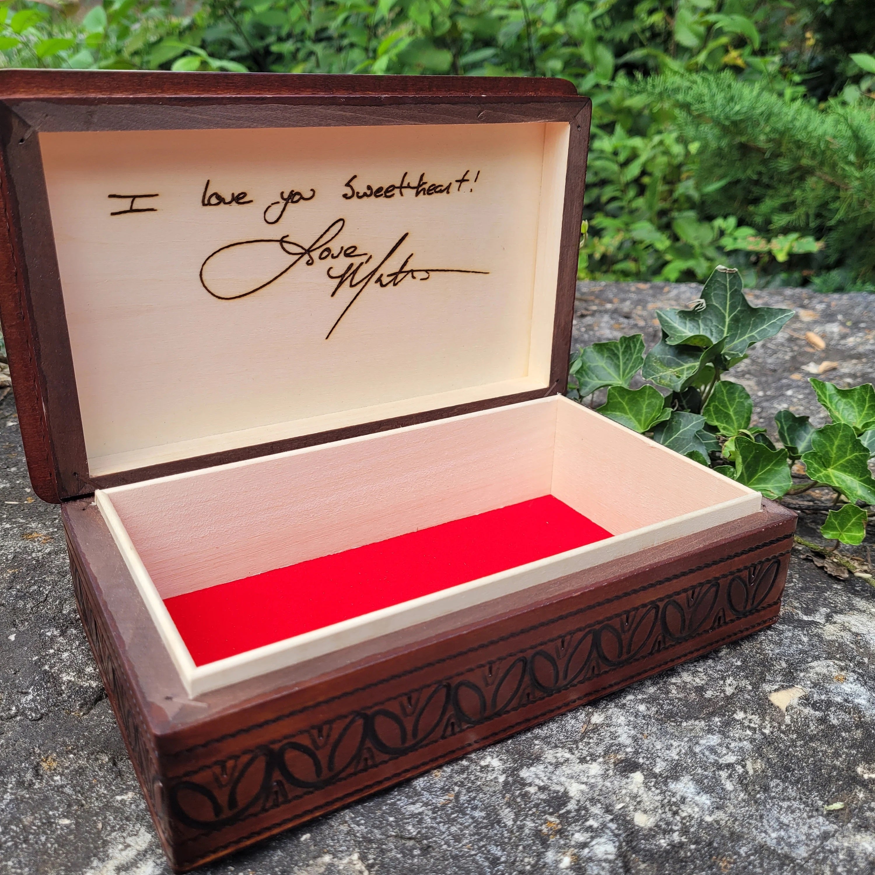 Keepsake Box Engraved With Your Family Member's Handwriting by Cotton Street Art Company, handmade jewelry detail photo 2