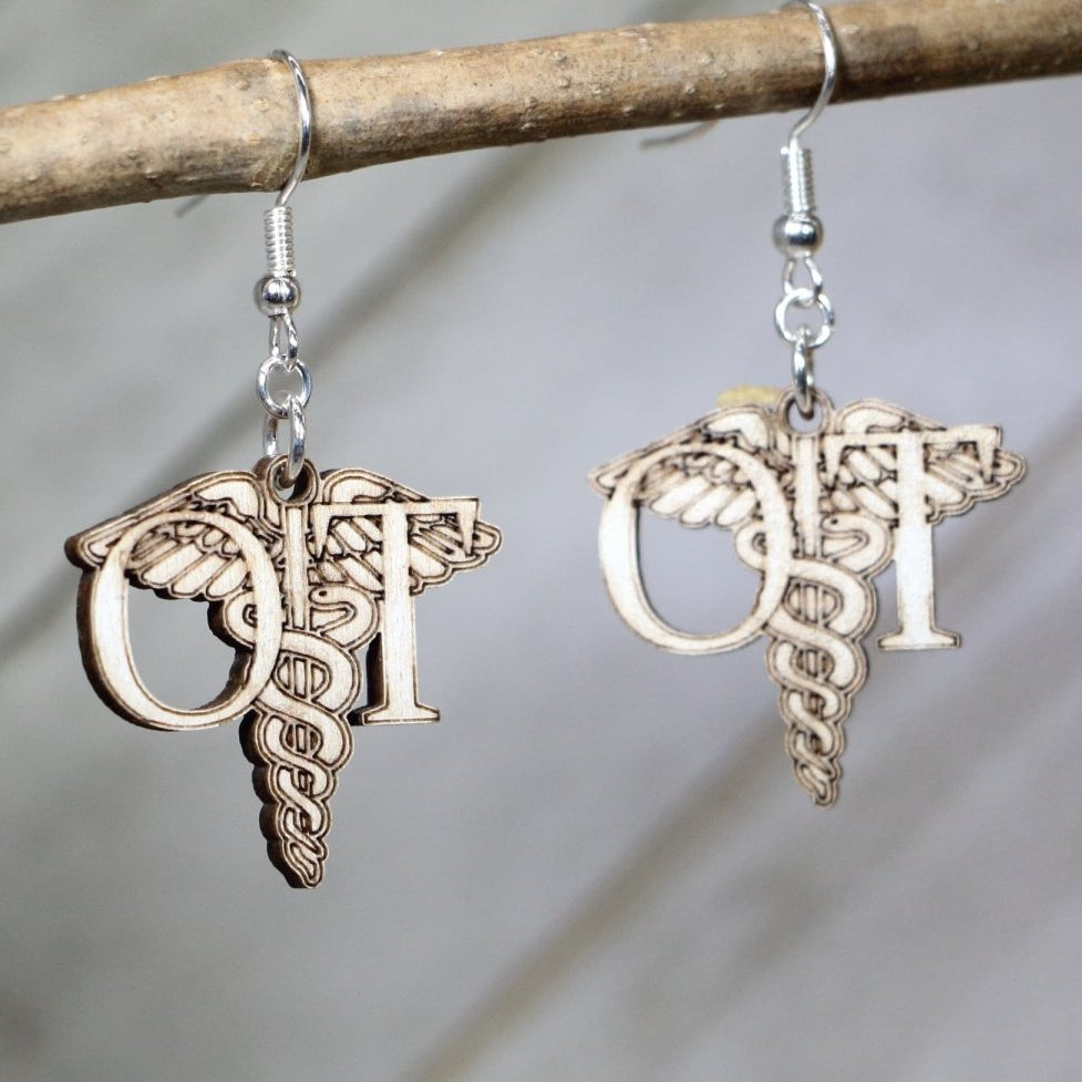 Occupational Therapist Wooden Earrings | OT Therapy Jewelry by Cate's Concepts, LLC