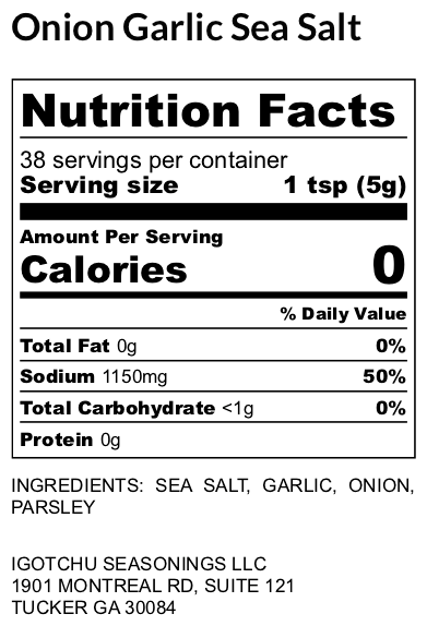 Igotchu Onion Garlic Sea Salt detail view by Igotchu Seasonings