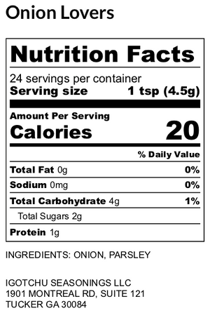 Igotchu Onion Lovers seasoning detail view by Igotchu Seasonings